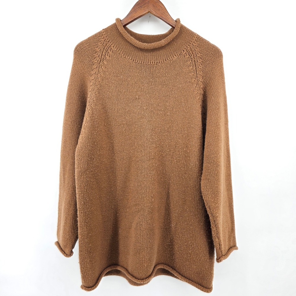 Forenza M Vintage Brown Wool Blend Knit Mock Neck Long Sleeve Sweater Fisherman